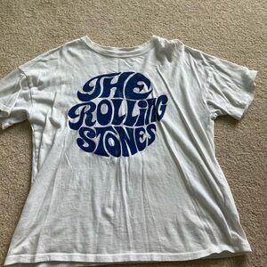 American Eagle Outfitters Kids White and Blue Rolling Stones T-Shirt